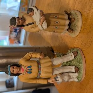 Homeco 1980's Native American Couple With Baby And Wolf Pup